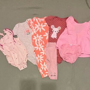 Baby girl 3-6 outfits onesies pants, rompers & bloomers cat & Jack carters